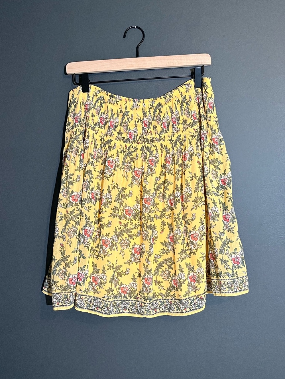 Max Studio Floral A-Line Mini Skirt XL NWT Yellow Fall Boho Cottagecore